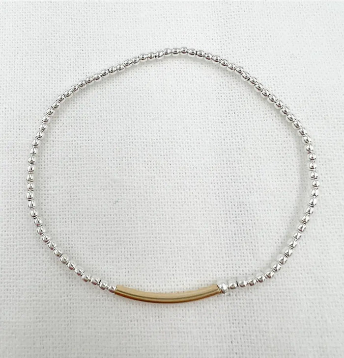 2mm / Sterling Silver with Gold Bar / 6.5"