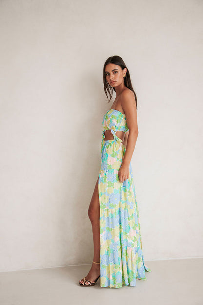 Yellow BLue Floral Dream Maxi Lili Dress