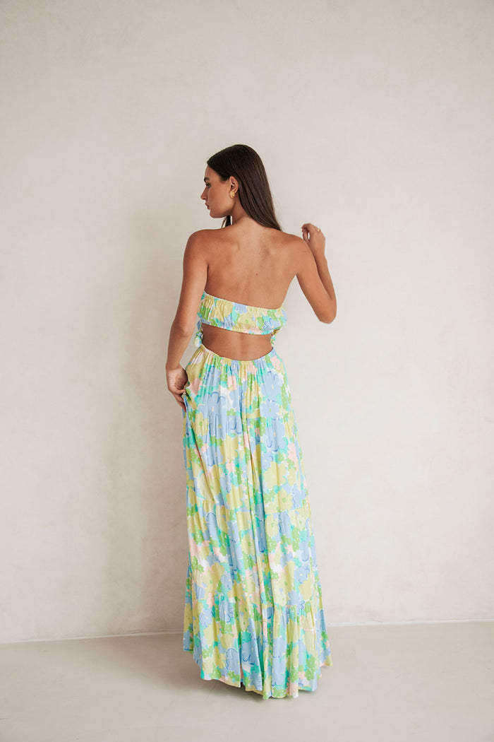 Yellow BLue Floral Dream Maxi Lili Dress