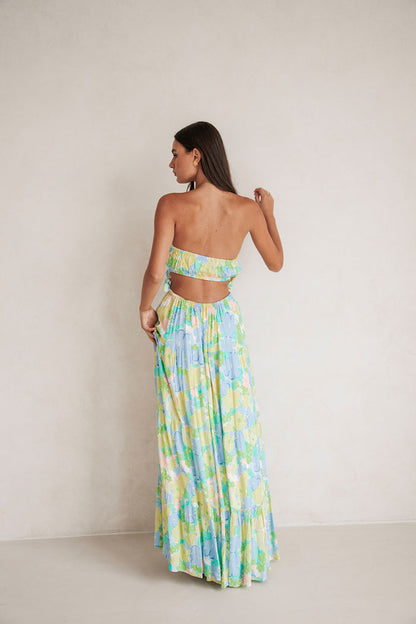 Yellow BLue Floral Dream Maxi Lili Dress