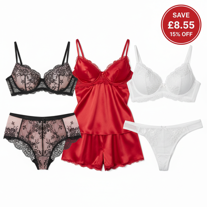 Lingerie Essentials Bundle - 3 Premium Lace Sets UK - Save 15%