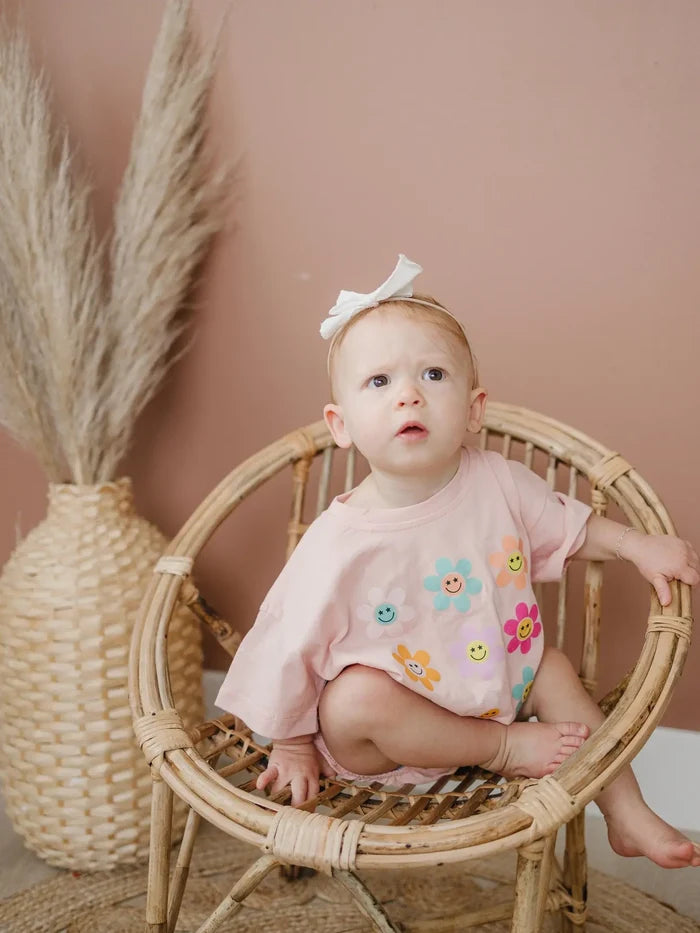 Little Joy Co Oversized Smiley Faced Daisies Bubble Romper (8892448244020)