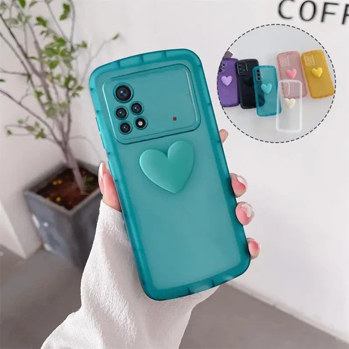 a person holding a phone case with a heart on it
