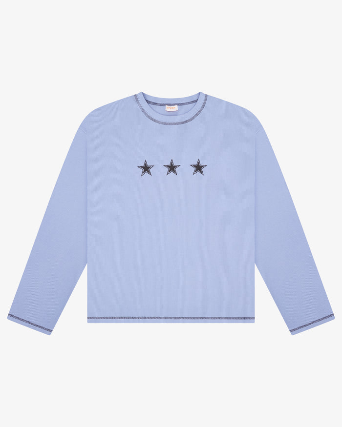 LS Waffle Tee - Dusty Blue