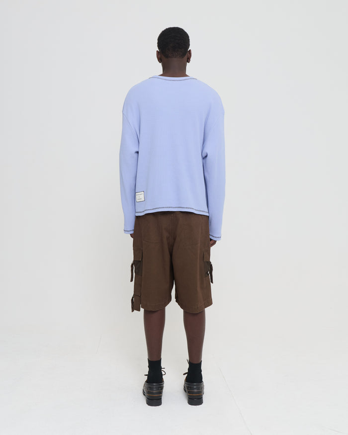 LS Waffle Tee - Dusty Blue