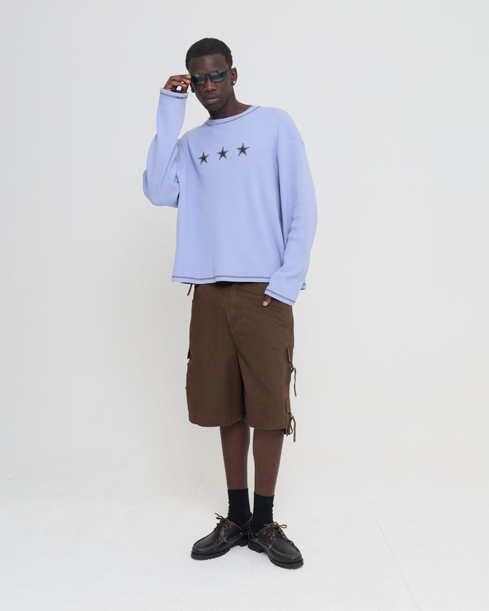LS Waffle Tee - Dusty Blue