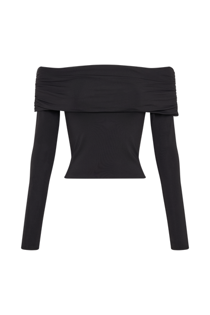 Lucinda Recycled Nylon Off Shoulder Top - Black