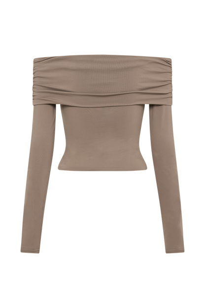 Lucinda Recycled Nylon Off Shoulder Top - Coco