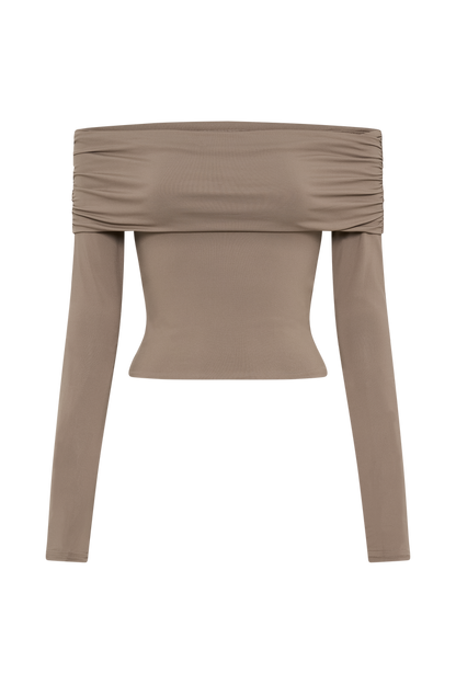 Lucinda Recycled Nylon Off Shoulder Top - Coco