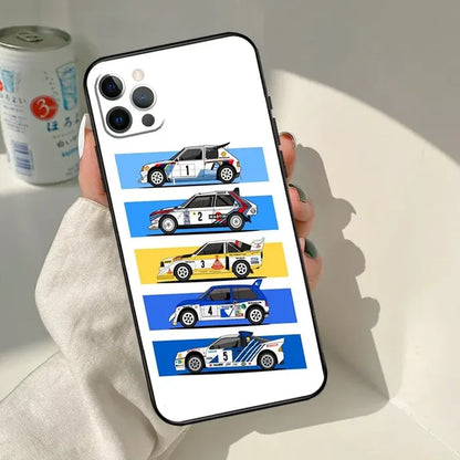 A person holding a phone case with a car design
