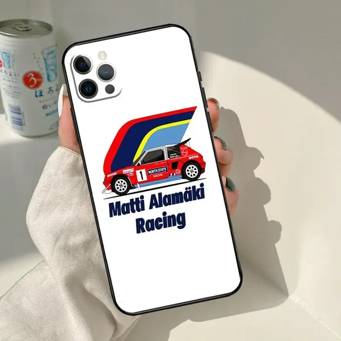 A person holding a phone case with a car on it