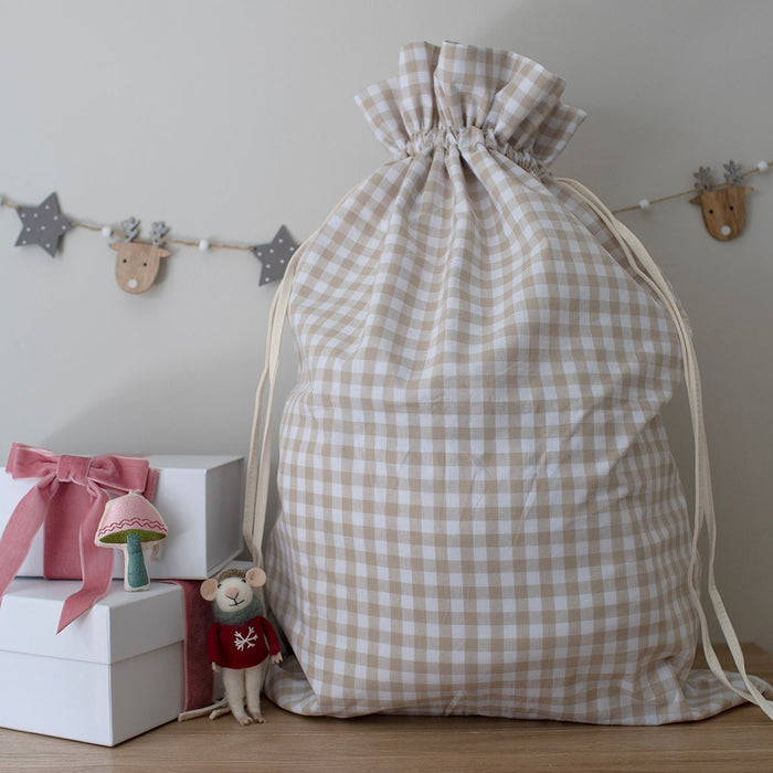 Mabel & Fox - Beige Gingham Gift Sack - Mabel & Fox