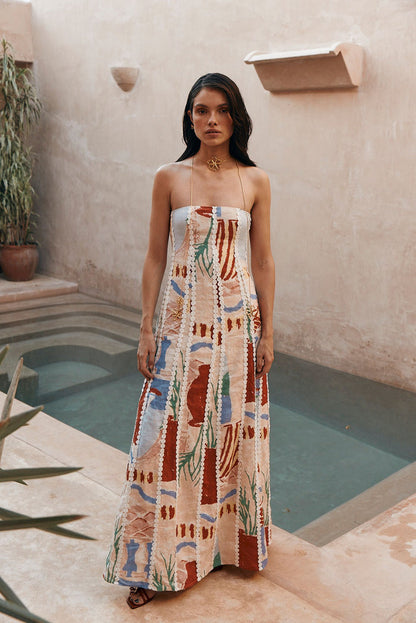 Maddalena Maxi Dress - Red Blue