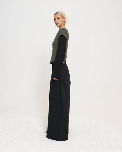 MADELEINE LAYERED TEE - Olive / Black