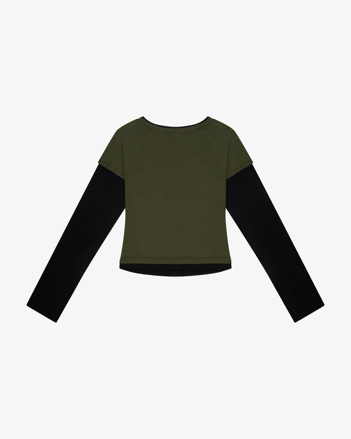 MADELEINE LAYERED TEE - Olive / Black