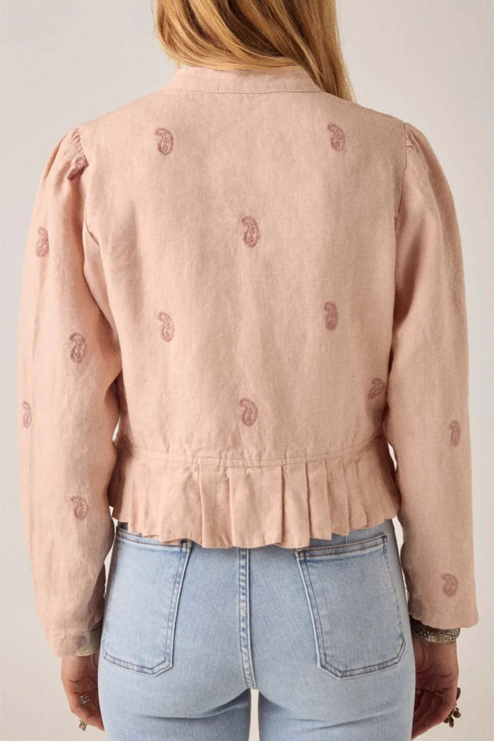 Back view of Maison Hotel Edgar Jacket Antique Blush with pleated hem Shop Maison Hotel at Dotique gallery 1