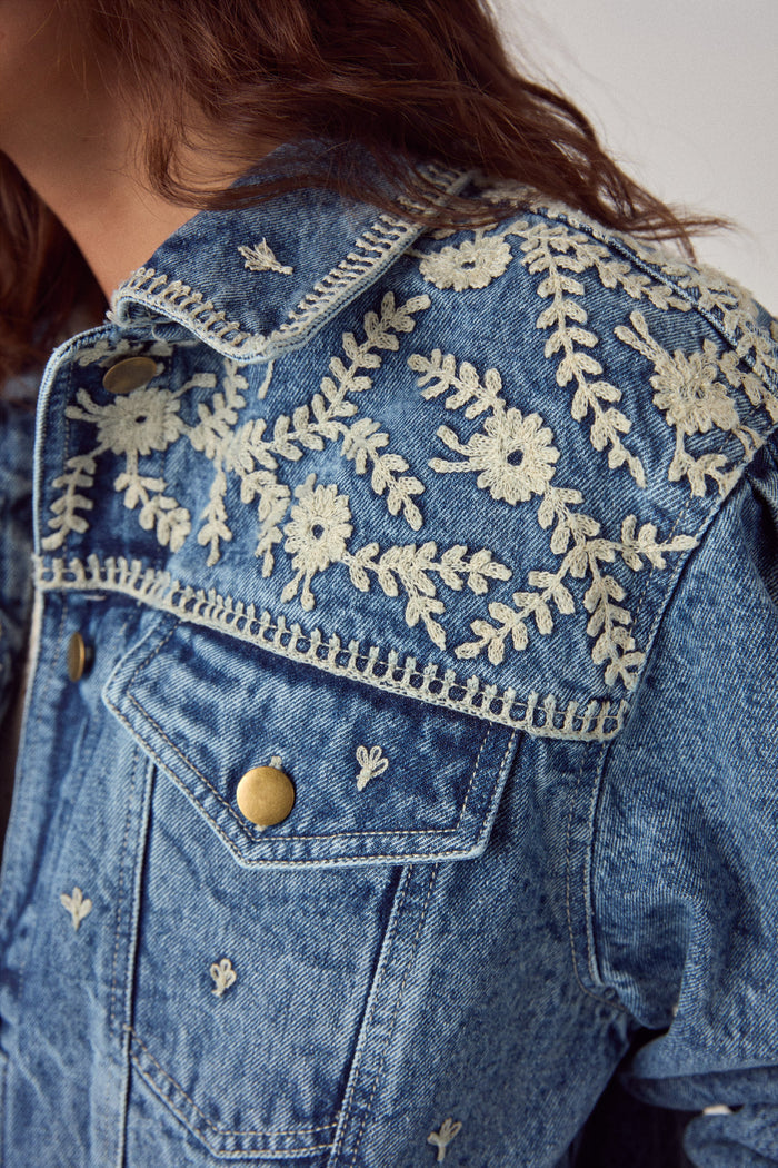 Close-up of embroidered details on Maison Hotel Loretta Jacket Arizona Haze Shop Maison Hotel at Dotique gallery 1