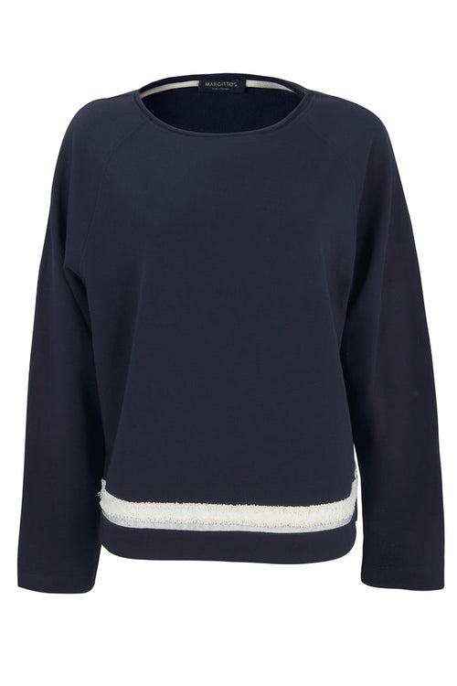 Front view of Margittes Cotton Blend Navy Sweat Top 276162514 by Margittes Shop the Vendor at Dotique