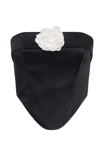 Margot Strapless Rose Corset - Black