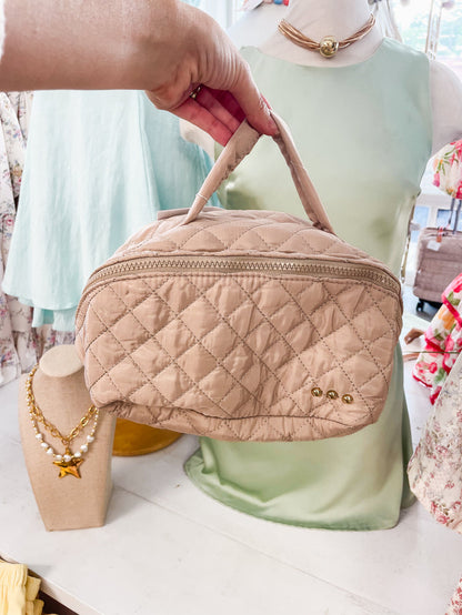 Martha Quilted Cosmetics Bag-Taupe