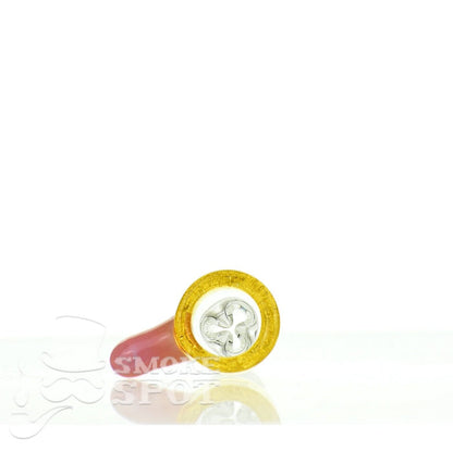 Close-up view of Mathematix Serum Tea Cup Bowl 14 mm Pink glass bowl