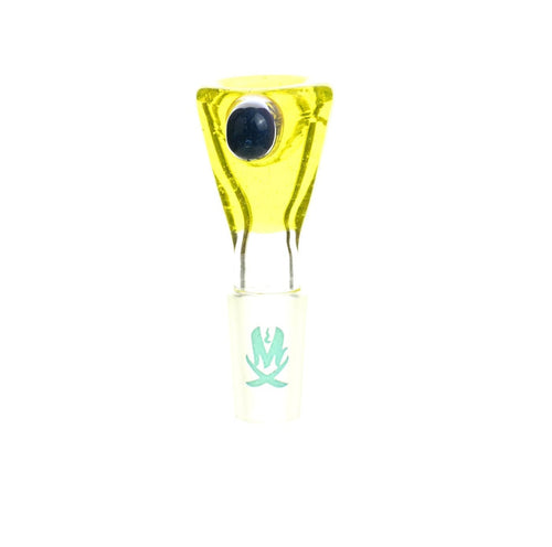 Mathematix Thick Funnel Colored Handle 108 14mm Dry Herb Slide - Smoke Spot Glass