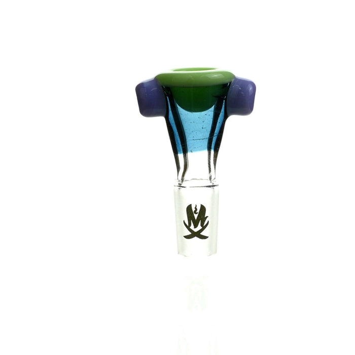 Side view of Mathematix Tri Color Thick Funnel 14mm Bowl - Durable Glass Slide