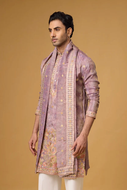 Dusty Mauve Embroidered Kurta Set – Sangeet & Wedding Wear | Mahavir NX