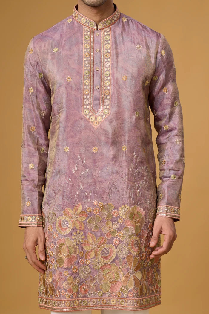 Premium Mauve Kurta Pajama Set with Stole – Party Wear | Mahavir NX