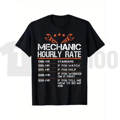 Mechanic Hourly Rate Funny Auto Repair Labor Rates Summer Graphic T-Shirt