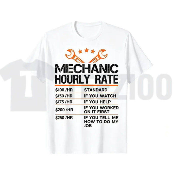 Mechanic Hourly Rate Funny Auto Repair Labor Rates Summer Graphic T-Shirt