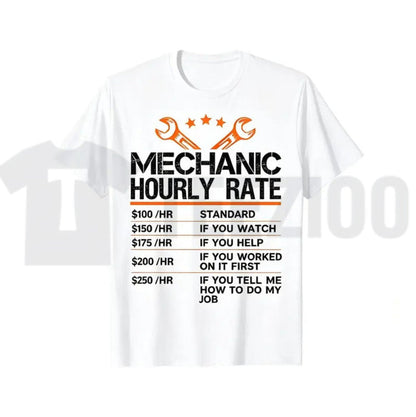 Mechanic Hourly Rate Funny Auto Repair Labor Rates Summer Graphic T-Shirt