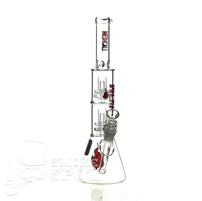 Medicali glass 13 inch double showerhead beaker - Smoke Spot Smoke Shop
