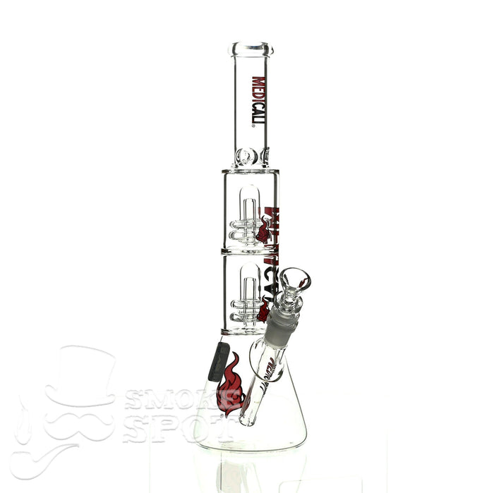 Medicali glass 13 inch double showerhead beaker - Smoke Spot Smoke Shop