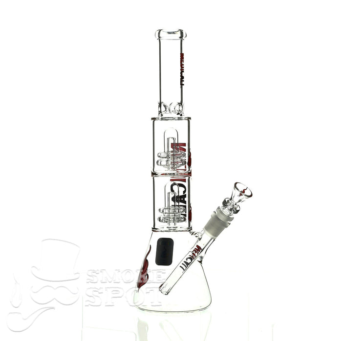 Medicali glass 13 inch double showerhead beaker - Smoke Spot Smoke Shop