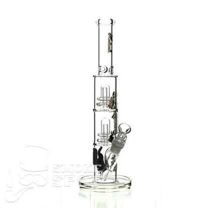 Medicali glass 13 inch double stack showerhead straight - Smoke Spot Smoke Shop