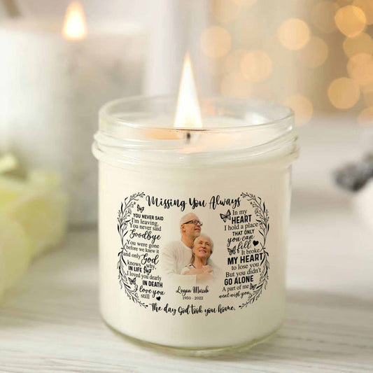 Memorial Candle With Picture Missing You Always, Sympathy Candle Gifts, Remembrance Candle