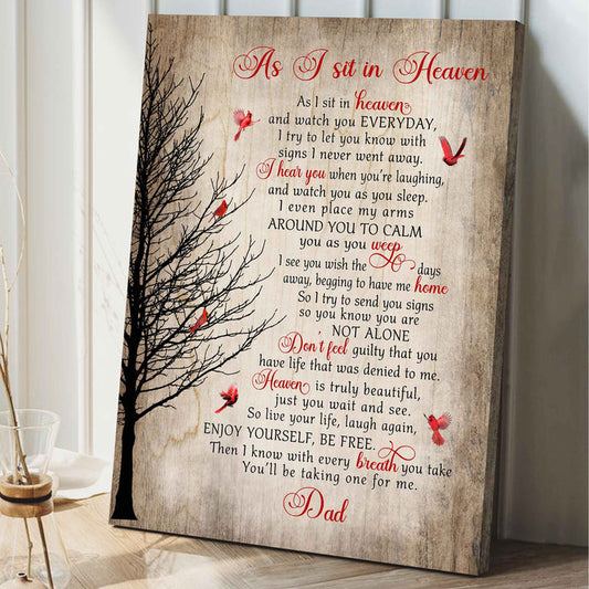 Memorial Gifts For Loss Of Father, As I Sit In Heaven Cardinal Canvas Prints