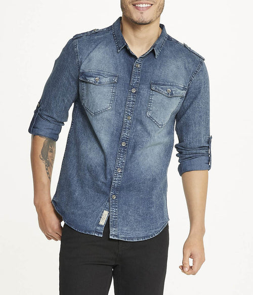 Men's Brooklyn Laundry Long Sleeve Stretch Denim Shirt 2