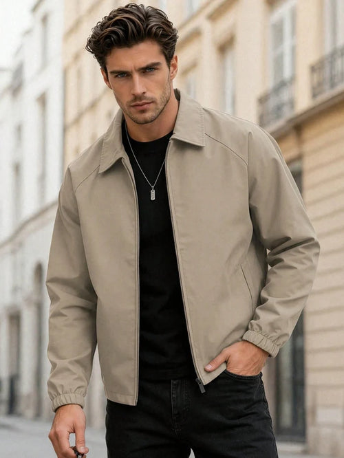 MEN'S THIN SOLID COLOR LEATHER JACKET