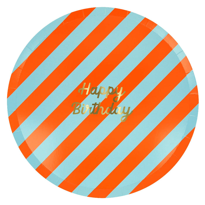 Meri Meri Stripe Happy Birthday Dinner Plates