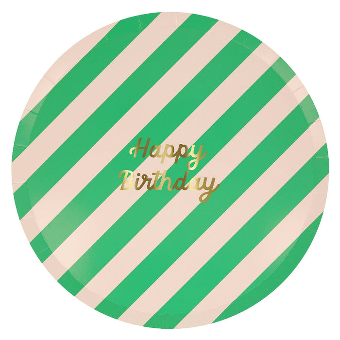 Meri Meri Stripe Happy Birthday Dinner Plates