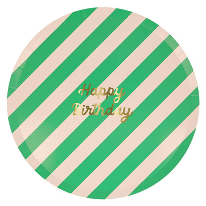 Meri Meri Stripe Happy Birthday Dinner Plates