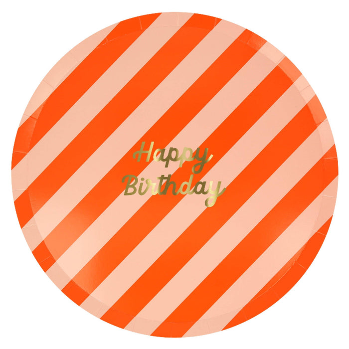 Meri Meri Stripe Happy Birthday Dinner Plates