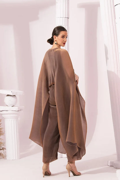 Metallic Chestnut Kaftan & Pant Set