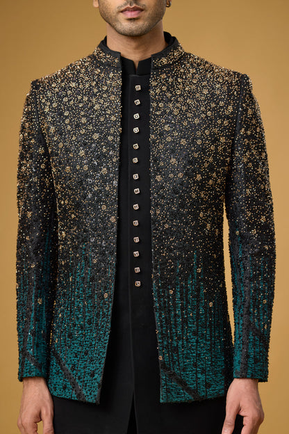 Midnight Teal party wear Indo-Western