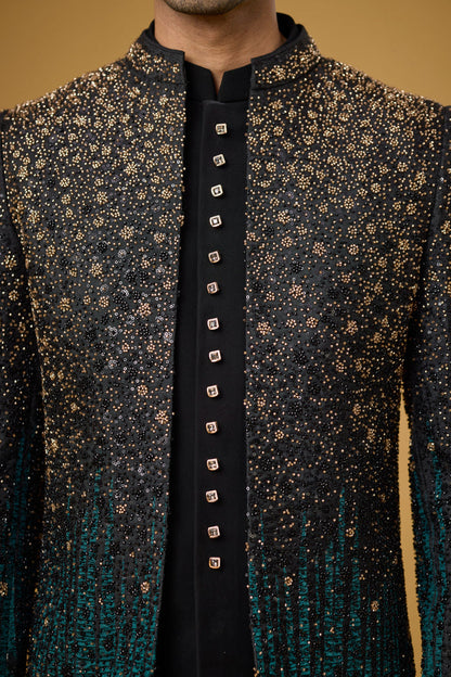 Midnight Teal festive Indo-Western outfit