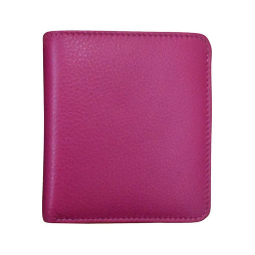 Pink leather wallet on a white background