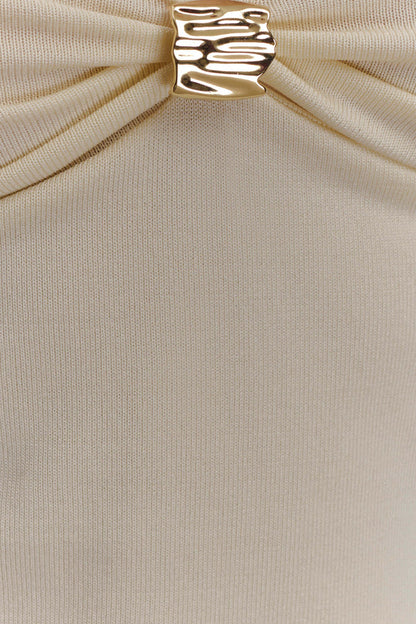 Miraby Front Ruched Knit Long Sleeve Top - Ivory