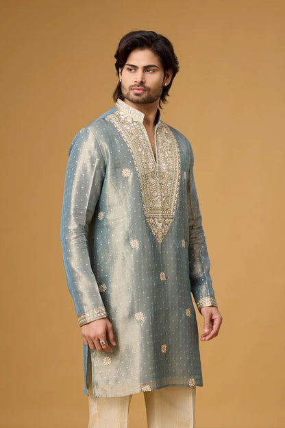 Buy Misty Blue Kurta Set for Men Online India | Mahavir NX